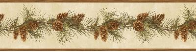 Brewster Wallcovering Bubba Red Pine Boughs Trail Border White