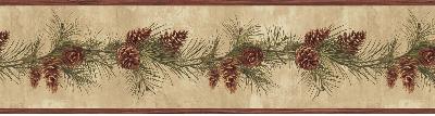 Brewster Wallcovering Bubba Wheat Pinecone Boughs Trail Border Neutral