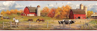 Brewster Wallcovering Winslow Red American Farmer Portrait Border Red