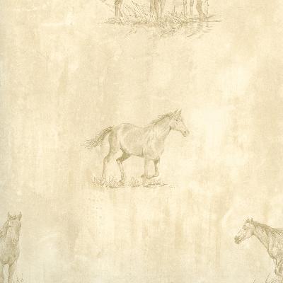 Brewster Wallcovering Doodles Mauve Horse Sketch Toss Wallpaper Neutral