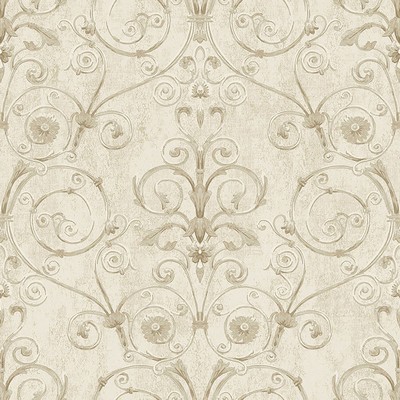 Brewster Wallcovering Curlicue Beige Scroll Wallpaper Beige