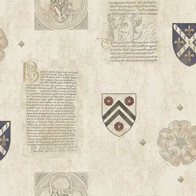 Brewster Wallcovering Scholar Beige Crest Wallpaper Beige