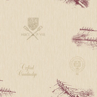 Brewster Wallcovering Varsity Maroon Row Boat Wallpaper Maroon