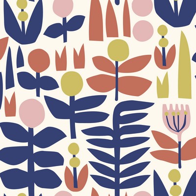 Brewster Wallcovering Red A Bit Of Folk Peel & Stick Wallpaper Multicolor