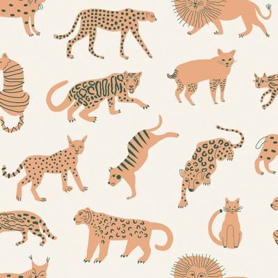 Brewster Wallcovering Tangerine Kitty Kitty Peel & Stick Wallpaper Whites & Off-Whites