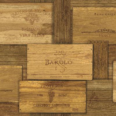 Brewster Wallcovering Randolph Brown Wine Crates Brown