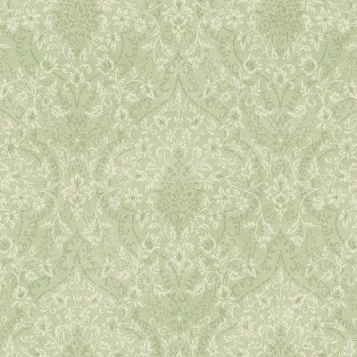 Brewster Wallcovering Essex Green Lacey Damask Green
