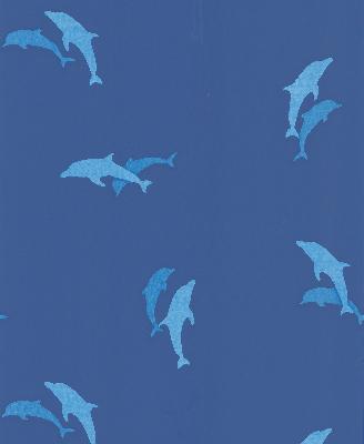 Brewster Wallcovering Opo Blue Dolphins Blue
