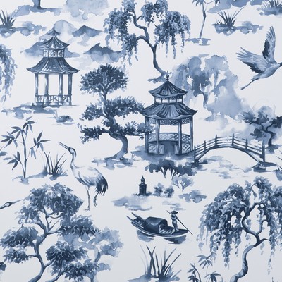Brewster Wallcovering Navy Oriental Scene Peel & Stick Wallpaper Blues