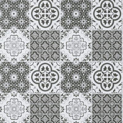Brewster Wallcovering Charcoal Lisbon Tile Peel & Stick Wallpaper Greys