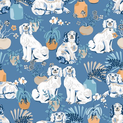 Brewster Wallcovering Cerulean Good Dog Peel & Stick Wallpaper Blues