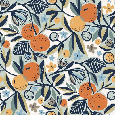 Brewster Wallcovering Navy Clementine Garden Peel & Stick Wallpaper Oranges