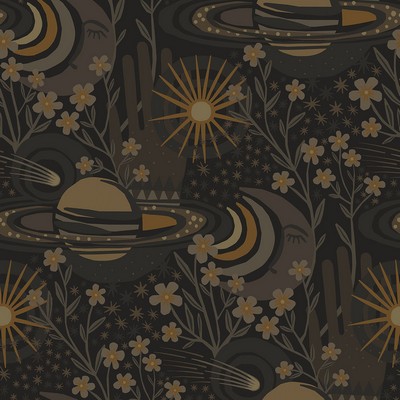 Brewster Wallcovering Black Ethereal Cosmos Peel & Stick Wallpaper Browns