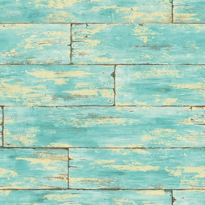 Brewster Wallcovering Shipwreck Aquamarine Wood Wallpaper Aquamarine