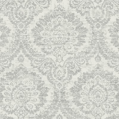 Brewster Wallcovering Kauai Grey Damask Wallpaper Grey