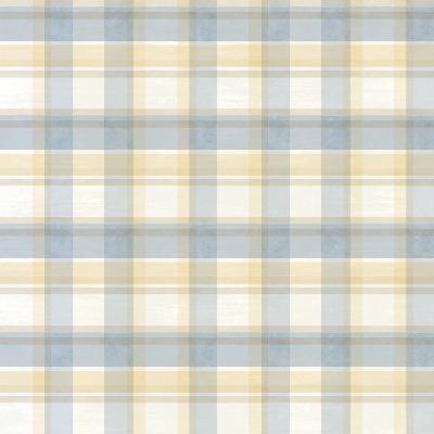 Brewster Wallcovering Sunday Blue Tartan Wallpaper Neutral