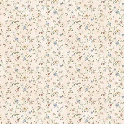 Brewster Wallcovering Calico Blue Busy Floral Toss Wallpaper Cream