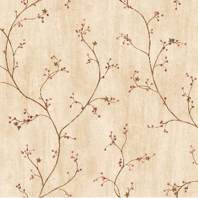 Brewster Wallcovering Felicia Sand Star Berry Vine Wallpaper Neutral