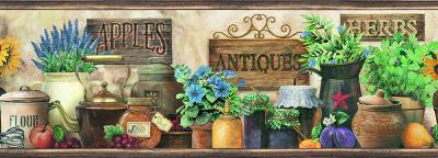 Brewster Wallcovering Brittany Black Herbs Antiques Portrait Border Black