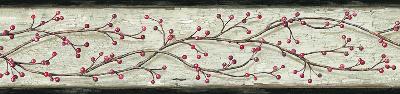 Brewster Wallcovering Florence Grey Winterberry Branch Trail Border Grey