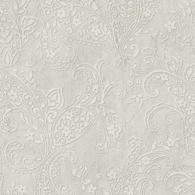 Brewster Wallcovering Chola Taupe Textured Scroll Taupe