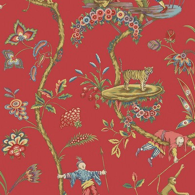 Brewster Wallcovering Tomato Chinoise Exotique Scalamandre Self Adhesive Wallpaper Multicolor