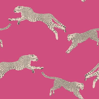 Brewster Wallcovering Bubblegum Leaping Cheetah Peel & Stick Wallpaper Pinks