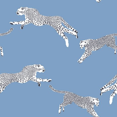 Brewster Wallcovering Cloud Nine Leaping Cheetah Peel & Stick Wallpaper Blues