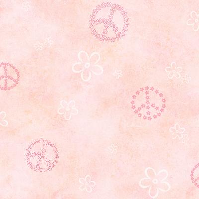 Brewster Wallcovering Joplin Pink Peace Flowers Toss Wallpaper Pink
