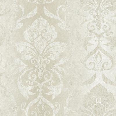 Brewster Wallcovering Lulu Snow Smiling Damask Wallpaper Neutral