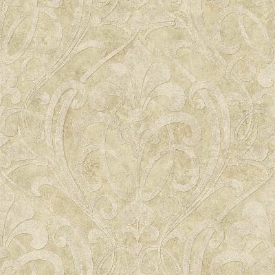 Brewster Wallcovering Zoe Sand Coco Damask Wallpaper Gold