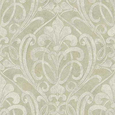Brewster Wallcovering Zoe Olive Coco Damask Wallpaper Green
