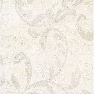 Warner Plume Cream Modern Scroll Wallpaper Neutral