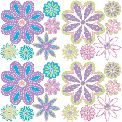 Brewster Wallcovering Patchwork Daisy Blox Decals Multicolor