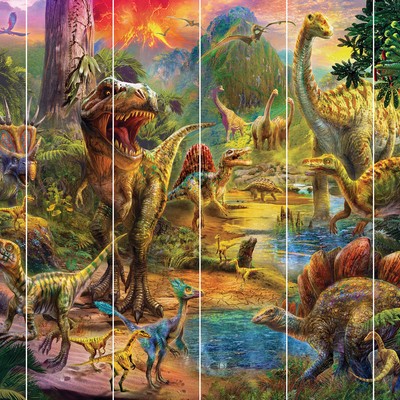 Brewster Wallcovering Landscape of Dinosaurs Wall Mural Greens