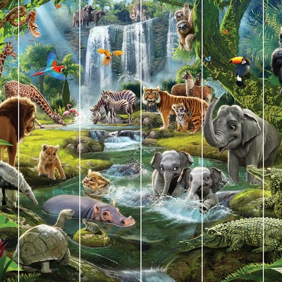 Brewster Wallcovering Jungle Adventure Wall Mural  Greens