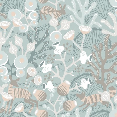 Brewster Wallcovering Korall Teal Meadow Wallpaper Teal