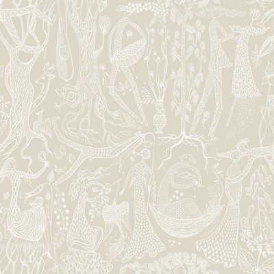 Brewster Wallcovering Poem d Amour Taupe Folk Wallpaper Taupe