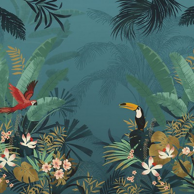 Brewster Wallcovering Enchanted Jungle Wall Mural Blues