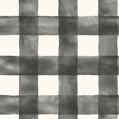 York Wallcovering Magnolia Home Watercolor Check Removable Wallpaper black/white