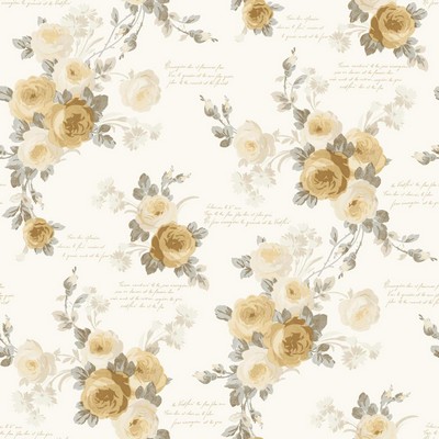York Wallcovering Magnolia Home Heirloom Rose Removable Wallpaper yellow/gray/white