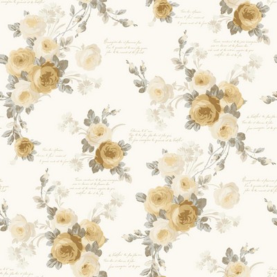 York Wallcovering Magnolia Home Heirloom Rose Removable Wallpaper yellow/gray/white