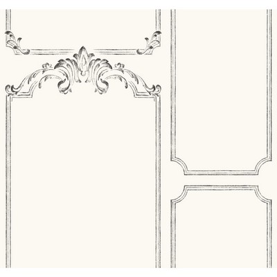 York Wallcovering Magnolia Home French Panel Removable Wallpaper white/black