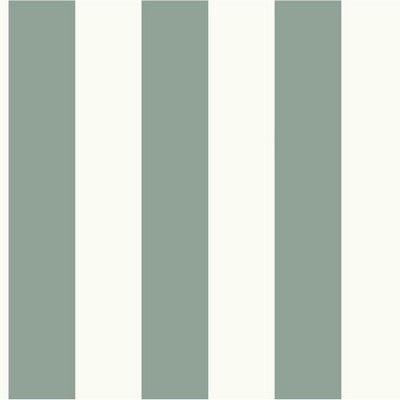 York Wallcovering Magnolia Home Awning Stripe Removable Wallpaper green/white