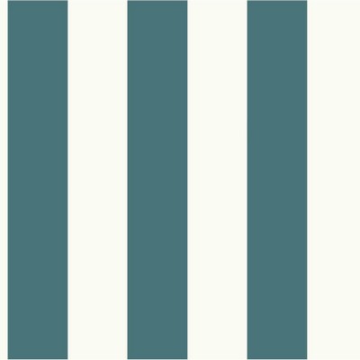 York Wallcovering Magnolia Home Awning Stripe Removable Wallpaper blue/white