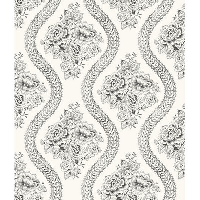 York Wallcovering Magnolia Home Coverlet Floral Removable Wallpaper black/off white