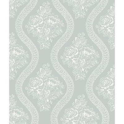 York Wallcovering Magnolia Home Coverlet Floral Removable Wallpaper white/blue