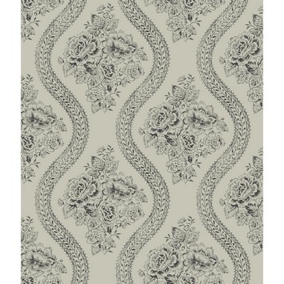 York Wallcovering Magnolia Home Coverlet Floral Removable Wallpaper black/gray