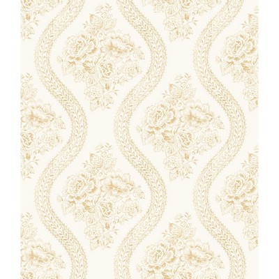 York Wallcovering Magnolia Home Coverlet Floral Removable Wallpaper yellow/off white