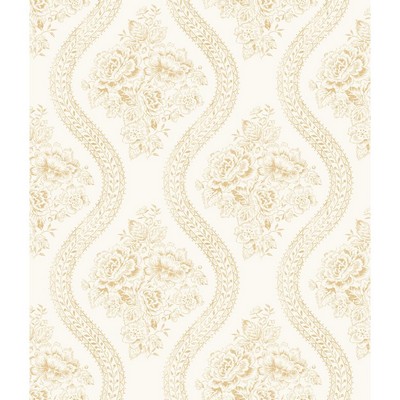 York Wallcovering Magnolia Home Coverlet Floral Removable Wallpaper yellow/off white